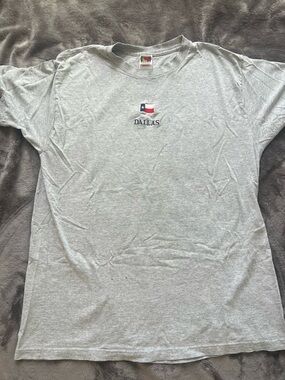 Fruit of the Loom Light Gray Dallas T‑Shirt with Texas Flag Embroidery